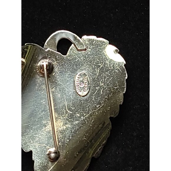 DANECRAFT STERLING Silver Plated Grape Leaf Textured Pin Brooch - Picture 3 of 6